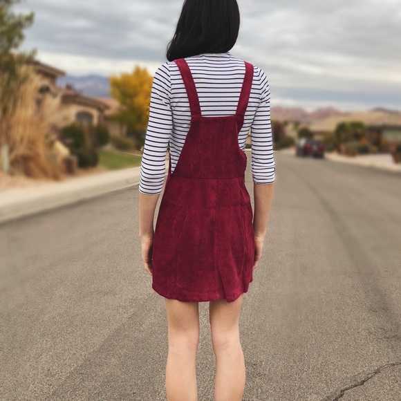 LAST ONE SALE Burgundy Corduroy Overall dress - Picture 5 of 8